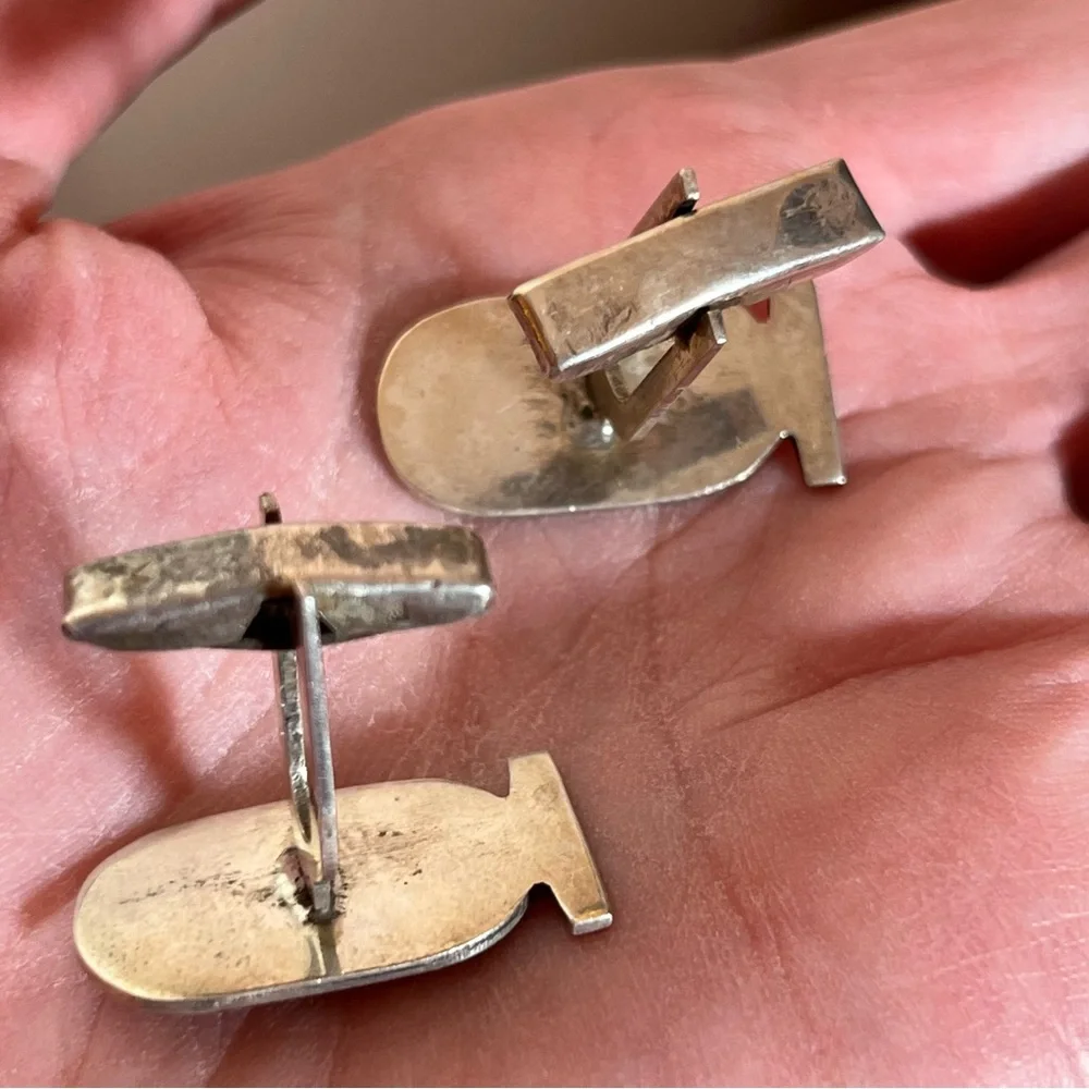 Antique Art Deco Victorian Egyptian Pharaoh Sterling silver Cufflinks